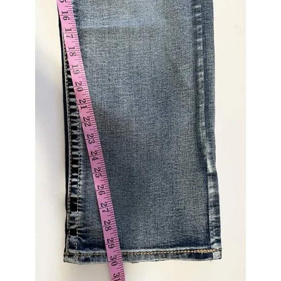 True Luck Mens Bootcut Jeans Flap Pockets Thick Stitch Western Embroidered 38x30 - Picture 15 of 16